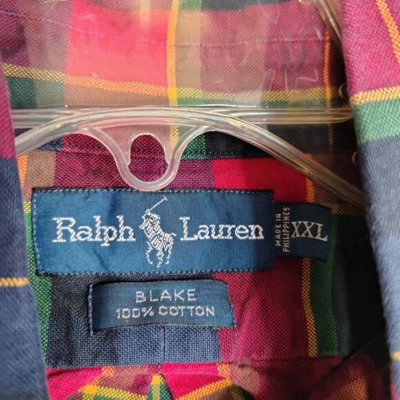 VINTAGE Ralph Lauren Shirt Mens Red Plaid Embroidered Retriever Dog - Picture 6 of 14